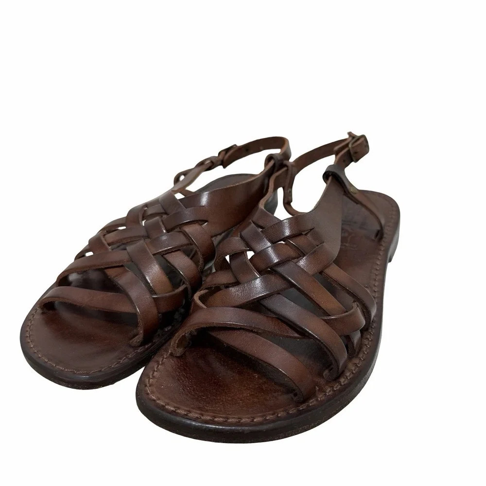 Elisir's Leather Fisherman Sandals Womens EU 39 US 8-8.5 Brown Made in Italy EUC